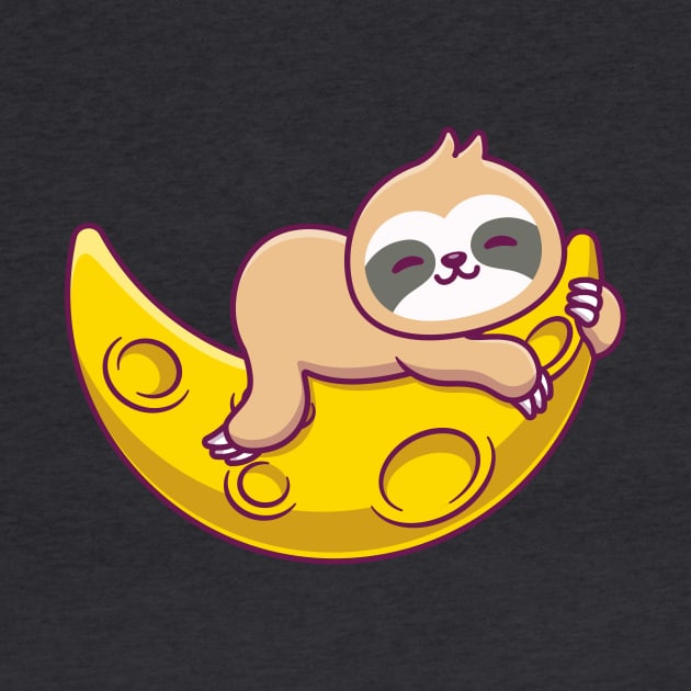 Cute Sloth Sleeping On Sickle Moon by Catalyst Labs